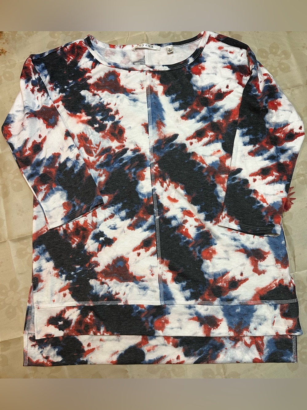 Cyrus Red, Navy & White Tie-Dye Tee